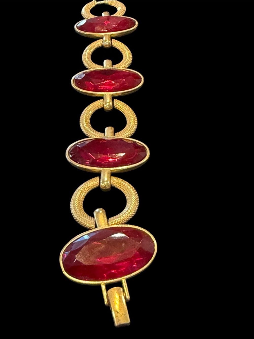 Yves Saint Laurent Gold-Tone Bracelet with Red Oval Stones - Picture 7 of 10